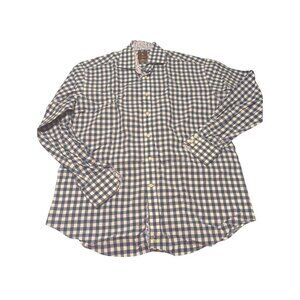TAILORBYRD Long Sleeve Button Shirt Plaid Mens Size Large Blue and White Floral